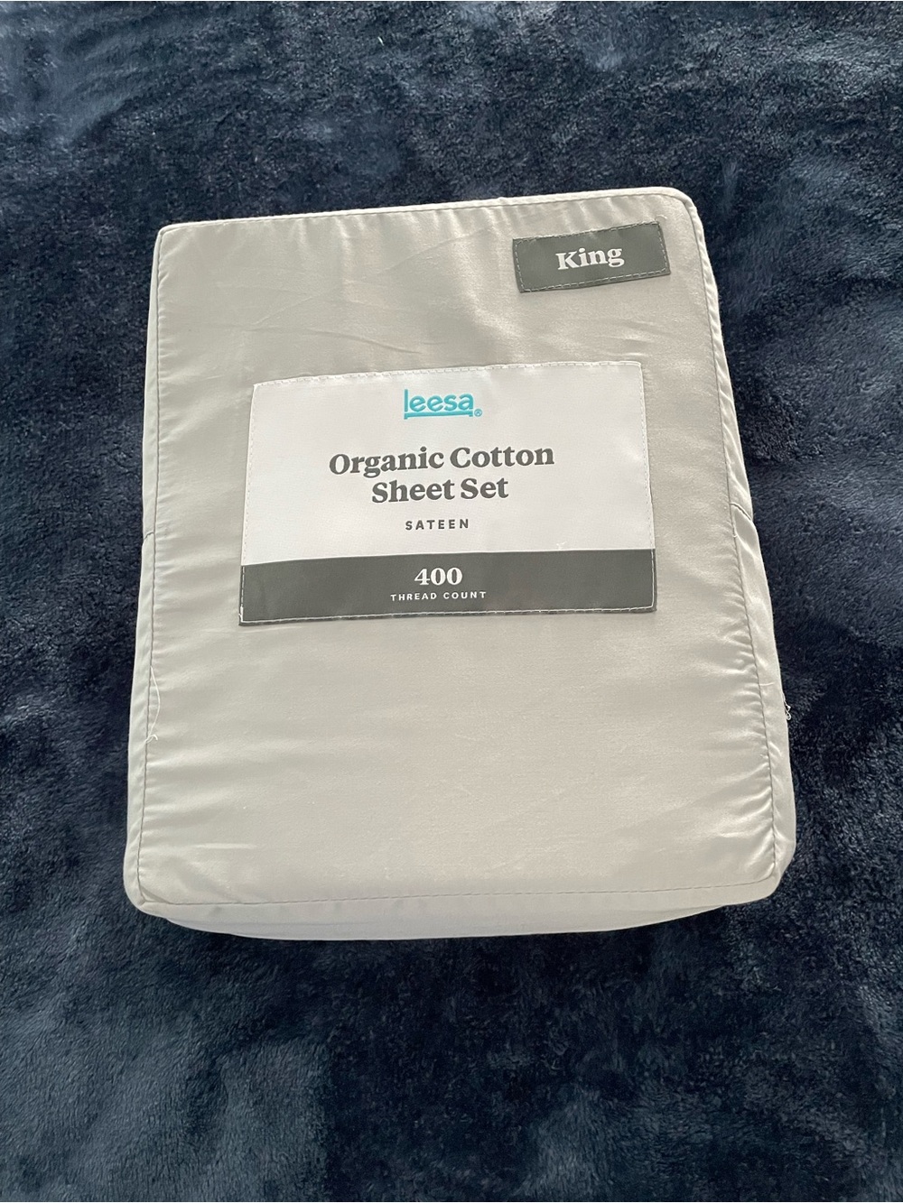 King Organic Cotton Sateen Sheet Set — Light Gray